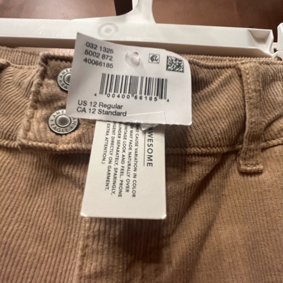 American Eagle Tan Corduroy Pants High Rise bootleg size 12 NWT - Picture 4 of 10